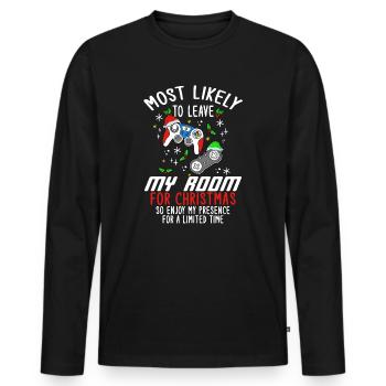 Noël Gamer Gaming Dire Drôle Humour Noël - T-shirt manches longues Premium bio Homme - noir - Devant - Nico (187cm)