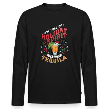 Weihnachten I'm Full Of Holiday Spirit Tequila - Männer Premium Bio Langarmshirt - Schwarz - Vorne - Nico (187cm)