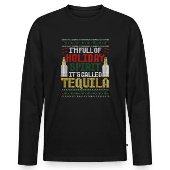 Noël, je suis plein de tequila des fêtes - T-shirt manches longues Premium bio Homme - noir - Devant - Nico (187cm)
