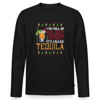 Noël, je suis plein de tequila des fêtes - T-shirt manches longues Premium bio Homme - noir - Devant - Nico (187cm)