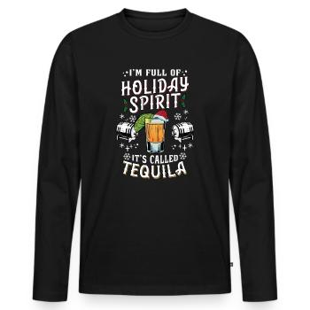 Christmas I'm Full Of Holiday Spirit Tequila - Men's Premium Organic Long Sleeve Shirt - black - Front - Nico (187cm)