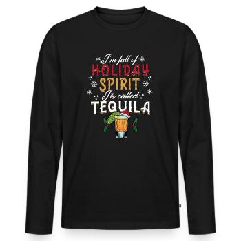 Noël, je suis plein de tequila des fêtes - T-shirt manches longues Premium bio Homme - noir - Devant - Nico (187cm)