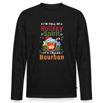 Noël Je suis plein de bourbon de l’ des fêtes - T-shirt manches longues Premium bio Homme - noir - Devant - Nico (187cm)