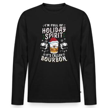 Noël Je suis plein de bourbon de l’ des fêtes - T-shirt manches longues Premium bio Homme - noir - Devant - Nico (187cm)