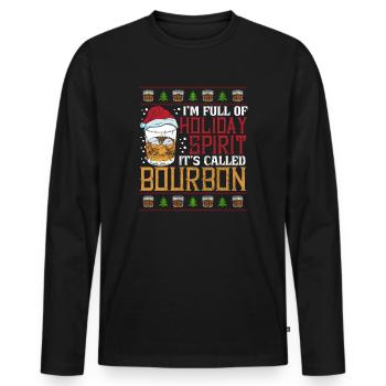 Noël Je suis plein de bourbon de l’ des fêtes - T-shirt manches longues Premium bio Homme - noir - Devant - Nico (187cm)