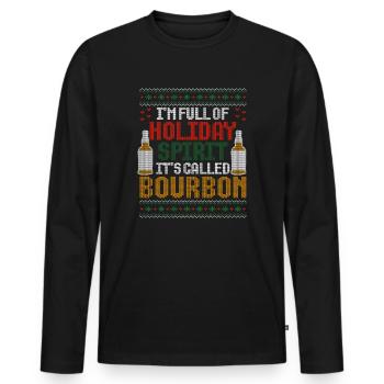 Noël Je suis plein de bourbon de l’ des fêtes - T-shirt manches longues Premium bio Homme - noir - Devant - Nico (187cm)