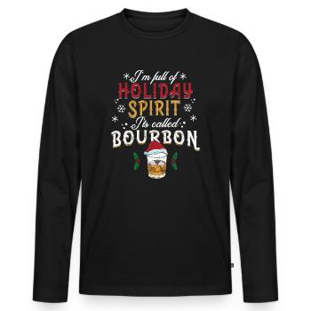 Noël Je suis plein de bourbon de l’ des fêtes - T-shirt manches longues Premium bio Homme - noir - Devant - Nico (187cm)