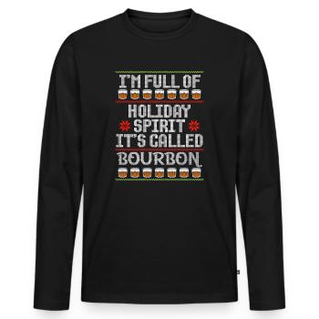 Weihnachten I'm Full Of Holiday Spirit Bourbon - Männer Premium Bio Langarmshirt - Schwarz - Vorne - Nico (187cm)