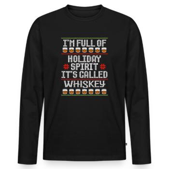 Weihnachten I'm Full Of Holiday Spirit Whiskey - Männer Premium Bio Langarmshirt - Schwarz - Vorne - Nico (187cm)