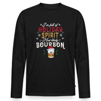Christmas Xmas Whiskey Holiday Spirit Bourbon - Men's Premium Organic Long Sleeve Shirt - black - Front - Nico (187cm)