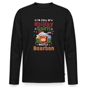 Christmas Xmas Whiskey Holiday Spirit Bourbon - Men's Premium Organic Long Sleeve Shirt - black - Front - Nico (187cm)