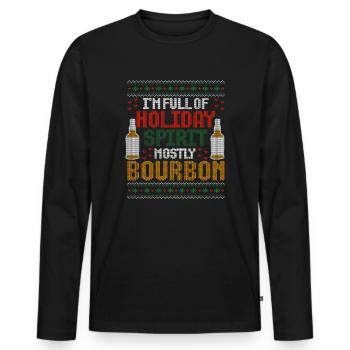 Christmas Xmas Whiskey Holiday Spirit Bourbon - Men's Premium Organic Long Sleeve Shirt - black - Front - Nico (187cm)
