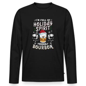 Christmas Funny Men Holiday Spirit Bourbon - Men's Premium Organic Long Sleeve Shirt - black - Front - Nico (187cm)