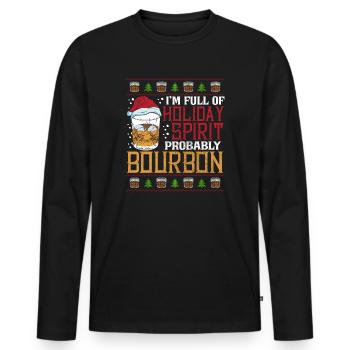 Weihnachten Männer Whiskey Holiday Spirit Bourbon - Männer Premium Bio Langarmshirt - Schwarz - Vorne - Nico (187cm)
