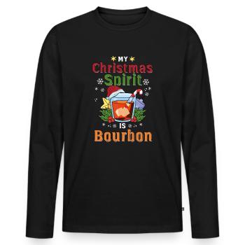 Christmas Men Humor Christmas Spirit Bourbon - Men's Premium Organic Long Sleeve Shirt - black - Front - Nico (187cm)