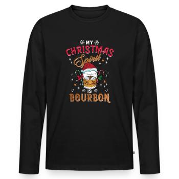 Christmas Men Humor Christmas Spirit Bourbon - Men's Premium Organic Long Sleeve Shirt - black - Front - Nico (187cm)