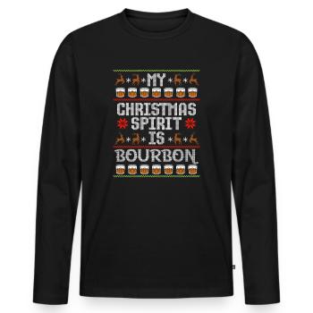 Christmas Men Humor Christmas Spirit Bourbon - Men's Premium Organic Long Sleeve Shirt - black - Front - Nico (187cm)