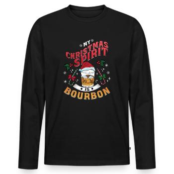 Christmas Men Humor Christmas Spirit Bourbon - Men's Premium Organic Long Sleeve Shirt - black - Front - Nico (187cm)