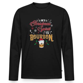 Christmas Men Humor Christmas Spirit Bourbon - Men's Premium Organic Long Sleeve Shirt - black - Front - Nico (187cm)