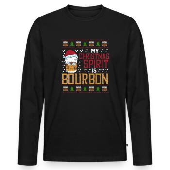 Christmas Men Humor Christmas Spirit Bourbon - Men's Premium Organic Long Sleeve Shirt - black - Front - Nico (187cm)