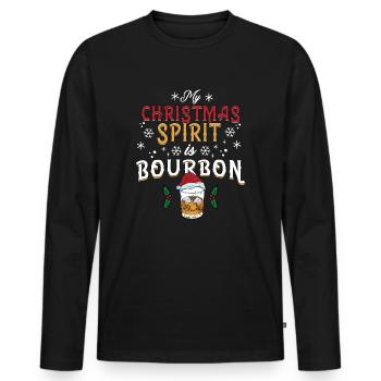Weihnachten Männer Lustig Christmas Spirit Bourbon - Männer Premium Bio Langarmshirt - Schwarz - Vorne - Nico (187cm)