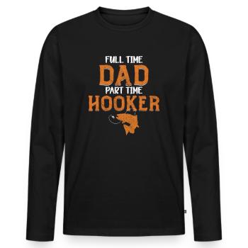 Pêcheur Papa Papa Pêche Pêche Dire Humour - T-shirt manches longues Premium bio Homme - noir - Devant - Nico (187cm)