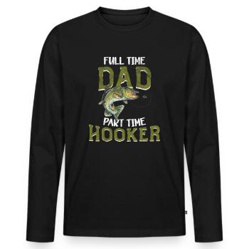 Pêcheur Papa Papa Pêche Pêche Dire Humour - T-shirt manches longues Premium bio Homme - noir - Devant - Nico (187cm)