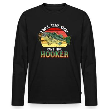 Angler Papa Vater Angeln Geschenkidee Humor Spruch - Männer Premium Bio Langarmshirt - Schwarz - Vorne - Nico (187cm)