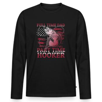 Angler Papa Angeln Vater Geschenkidee Lustig Humor - Männer Premium Bio Langarmshirt - Schwarz - Vorne - Nico (187cm)