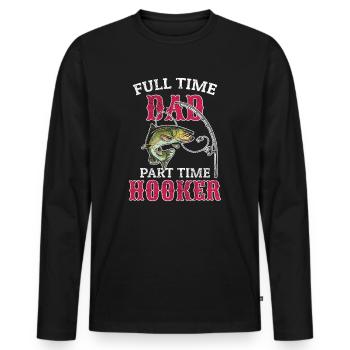 Angler Papa Angeln Vater Geschenkidee Lustig Humor - Männer Premium Bio Langarmshirt - Schwarz - Vorne - Nico (187cm)