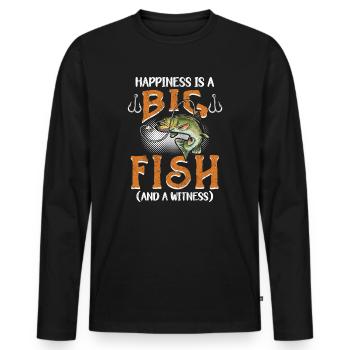 Angler Angeln Geschenkidee Happiness Is A Big Fish - Männer Premium Bio Langarmshirt - Schwarz - Vorne - Nico (187cm)