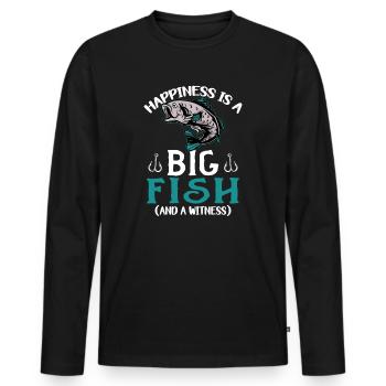 Angler Angeln Geschenkidee Happiness Is A Big Fish - Männer Premium Bio Langarmshirt - Schwarz - Vorne - Nico (187cm)