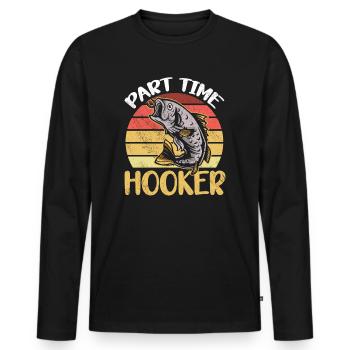 Pêcheur pêcheur pêche pêche idée cadeau humour - T-shirt manches longues Premium bio Homme - noir - Devant - Nico (187cm)