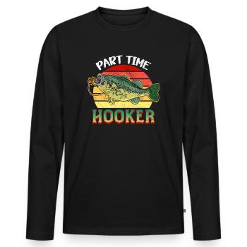 Pêcheur pêcheur pêche pêche idée cadeau humour - T-shirt manches longues Premium bio Homme - noir - Devant - Nico (187cm)