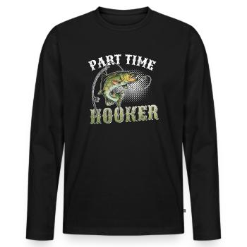 Pêcheur pêcheur pêche pêche idée cadeau humour - T-shirt manches longues Premium bio Homme - noir - Devant - Nico (187cm)