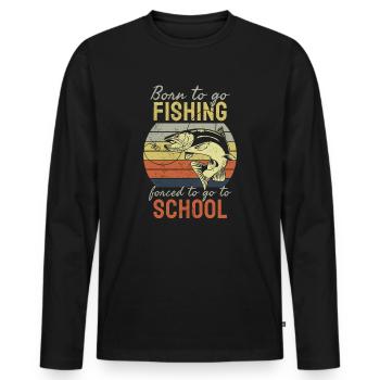 Angeln Né pour aller à la pêche Forcé d’aller à l’école - T-shirt manches longues Premium bio Homme - noir - Devant - Nico (187cm)