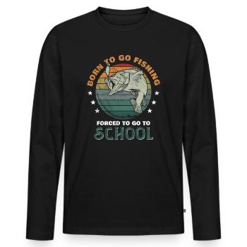 Angeln Né pour aller à la pêche Forcé d’aller à l’école - T-shirt manches longues Premium bio Homme - noir - Devant - Nico (187cm)