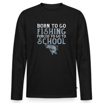 Angeln Né pour aller à la pêche Forcé d’aller à l’école - T-shirt manches longues Premium bio Homme - noir - Devant - Nico (187cm)