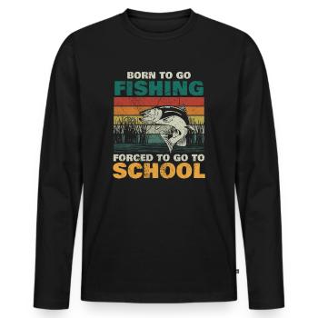 Angeln Né pour aller à la pêche Forcé d’aller à l’école - T-shirt manches longues Premium bio Homme - noir - Devant - Nico (187cm)