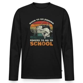Angeln Né pour aller à la pêche Forcé d’aller à l’école - T-shirt manches longues Premium bio Homme - noir - Devant - Nico (187cm)