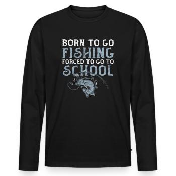 Angeln Né pour aller à la pêche Forcé d’aller à l’école - T-shirt manches longues Premium bio Homme - noir - Devant - Nico (187cm)