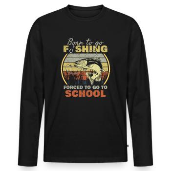 Angeln Né pour aller à la pêche Forcé d’aller à l’école - T-shirt manches longues Premium bio Homme - noir - Devant - Nico (187cm)