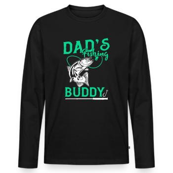 Pêcheur à la ligne père fils compagnon de pêche de papa - T-shirt manches longues Premium bio Homme - noir - Devant - Nico (187cm)
