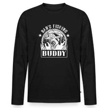 Pêcheur à la ligne Papa Fils Papa Compagnon De Pêche Papa - T-shirt manches longues Premium bio Homme - noir - Devant - Nico (187cm)