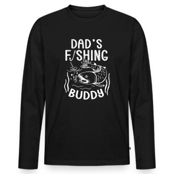 Pêcheur à la ligne Papa Fils Papa Compagnon De Pêche Papa - T-shirt manches longues Premium bio Homme - noir - Devant - Nico (187cm)