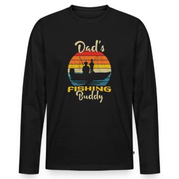 Pêcheur à la ligne Papa Fils Papa Compagnon De Pêche Papa - T-shirt manches longues Premium bio Homme - noir - Devant - Nico (187cm)
