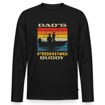 Fishing Angler Father Son Dad's Fishing Buddy - Men's Premium Organic Long Sleeve Shirt - black - Front - Nico (187cm)