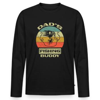 Pêcheur à la ligne Papa Fils Papa Compagnon De Pêche Papa - T-shirt manches longues Premium bio Homme - noir - Devant - Nico (187cm)