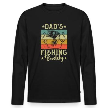 Angeln Angler Vater Sohn Dad's Fishing Buddy - Männer Premium Bio Langarmshirt - Schwarz - Vorne - Nico (187cm)