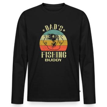 Angeln Angler Vater Sohn Dad's Fishing Buddy - Männer Premium Bio Langarmshirt - Schwarz - Vorne - Nico (187cm)